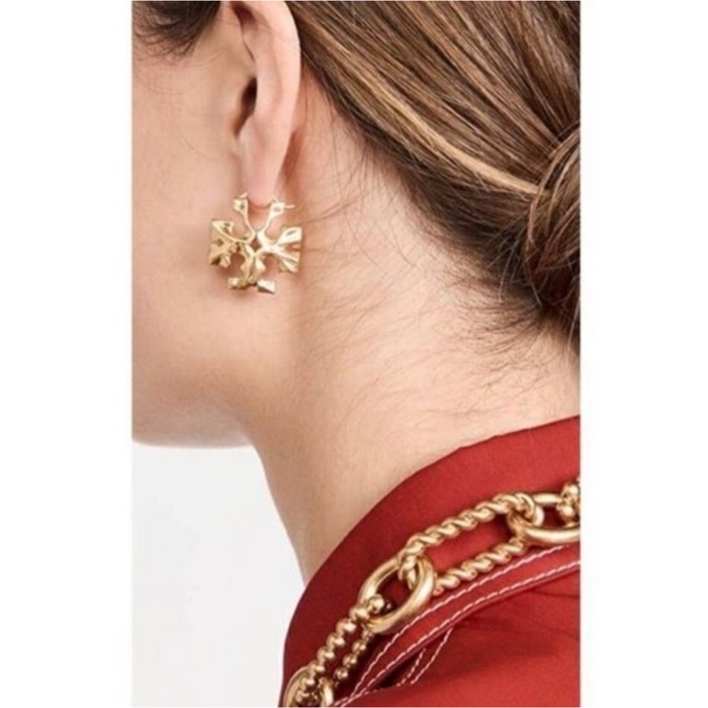 Tory Burch Gold Floral Earrings - Picture 2 of 2